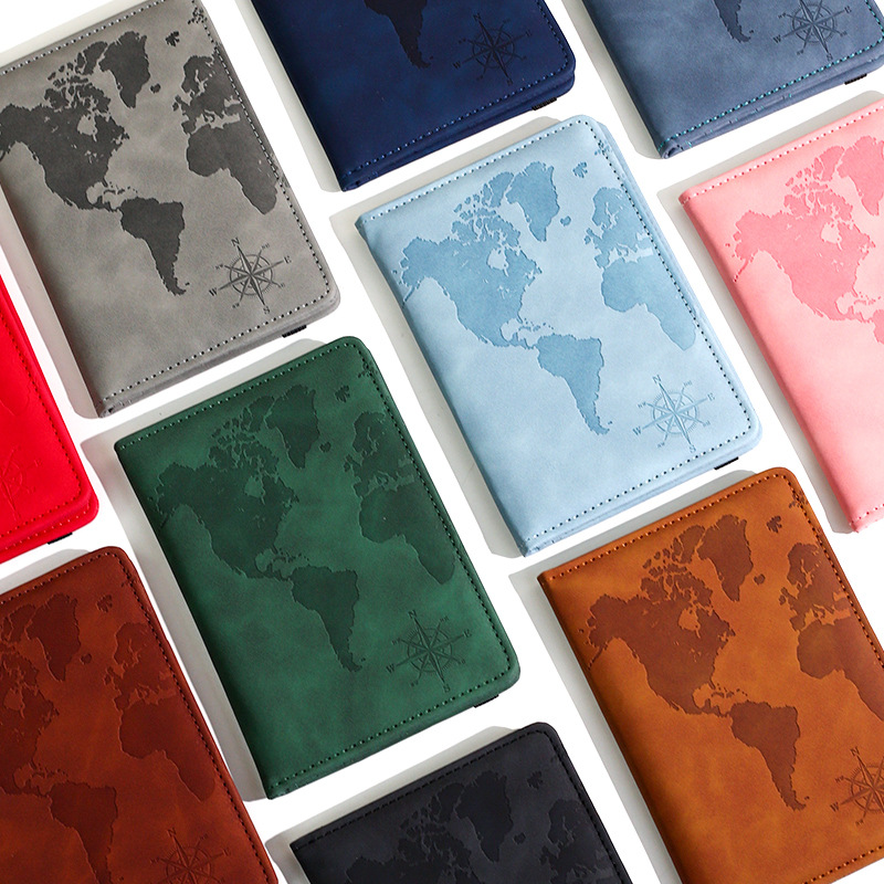 Tech Accessories For Travel - ซองใส่พาสปอร์ตหนังพิมพ์ลายแผนที่ใหม่ ปกหนังสือเดินทาง ซองใส่บัตรโดยสารเครื่องบิน ซองใส่บัตรประชาชน อุปกรณ์เสริมการเดินทาง