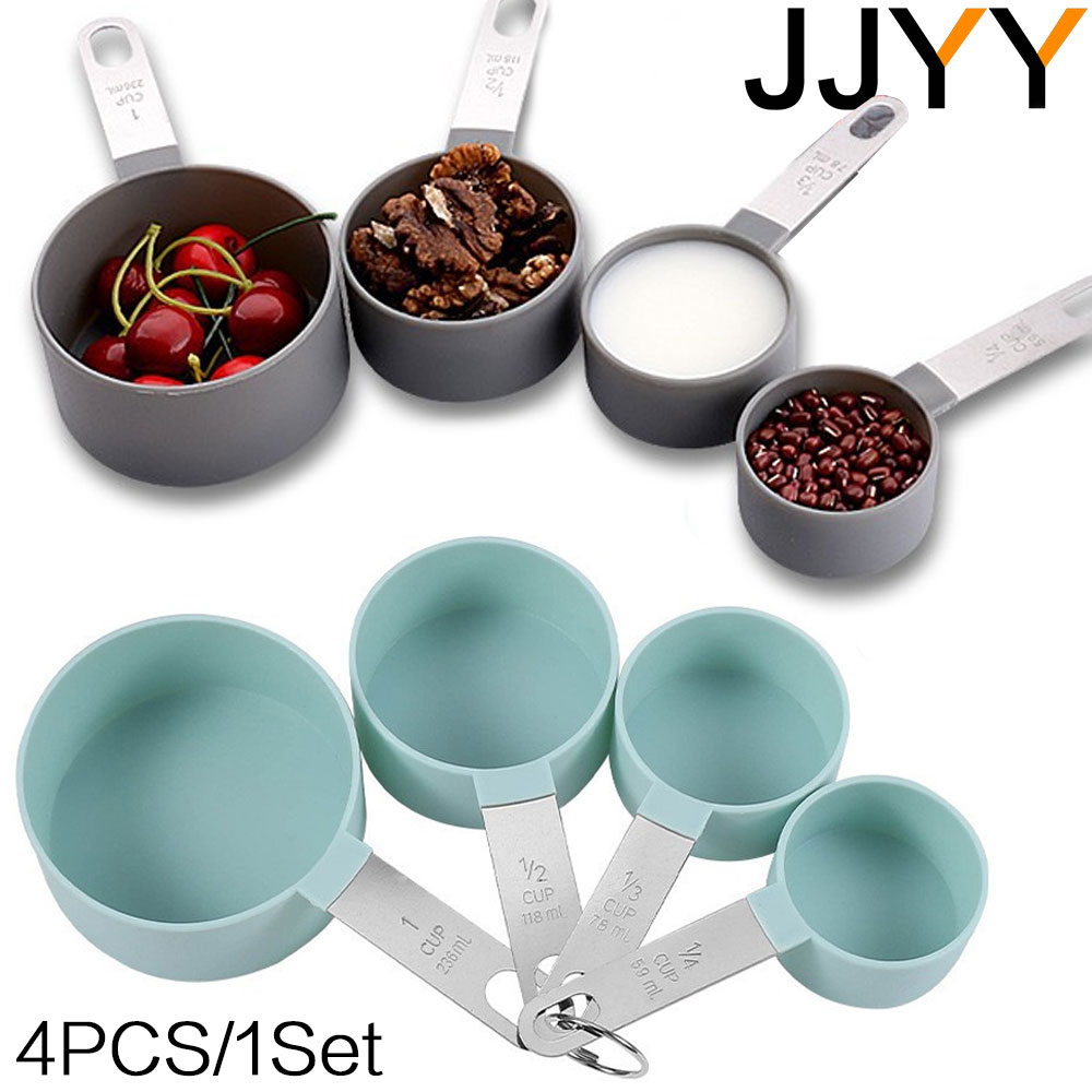 Hi Tech Kitchen Accessories - ชุดช้อนตวง4ชิ้นสำหรับอบเค้กขนมอบทำอาหารที่จับสแตนเลสอุปกรณ์เครื่องมือทำครัว