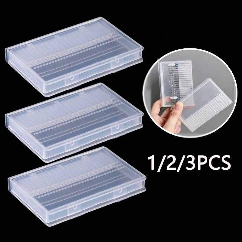 Tech Accessories Box - กล่องเก็บอุปกรณ์ทำเล็บแบบใส 20 ช่อง สำหรับใส่หัวเจียร แปรง และอุปกรณ์ต่างๆ