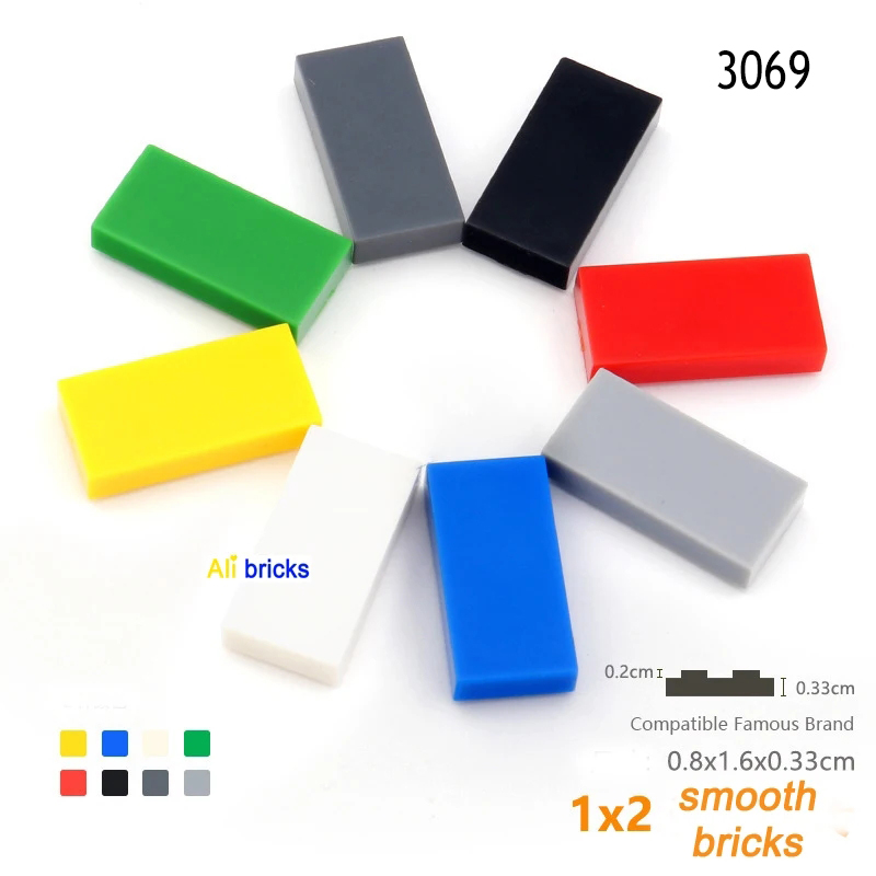 Tech House Accessories - 50ชิ้น/ล็อตอาคารบล็อกกระเบื้อง1X2อุปกรณ์เสริมจำนวนมากชิ้นส่วนพื้นอิฐ3069 Moc แผ่นกระดานถนนบ้านเมืองแบบทำมือ