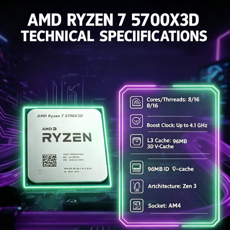 AMD Ryzen 7 5700X3D R7 5700X3D - Amd Cpu Ryzen 7 บทวิจารณ์และราคา