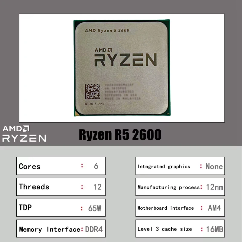 AMD Ryzen 5 R5 2600 3.4GHz 6-C - Amd Cpu Ryzen 5 บทวิจารณ์และราคา