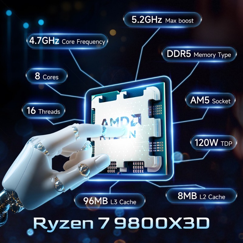 AMD Ryzen 7 9800X3D X3D ซีพียู - Amd Cpu Ryzen 7 บทวิจารณ์และราคา